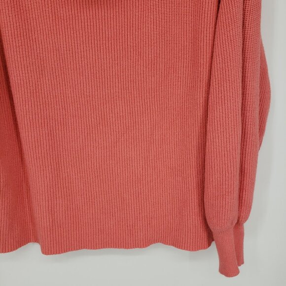 Vici Cowl Neck Balloon Sleeve Pullover Sweater S Ribbed Knit Relaxed Fit Coral - Picture 7 of 11